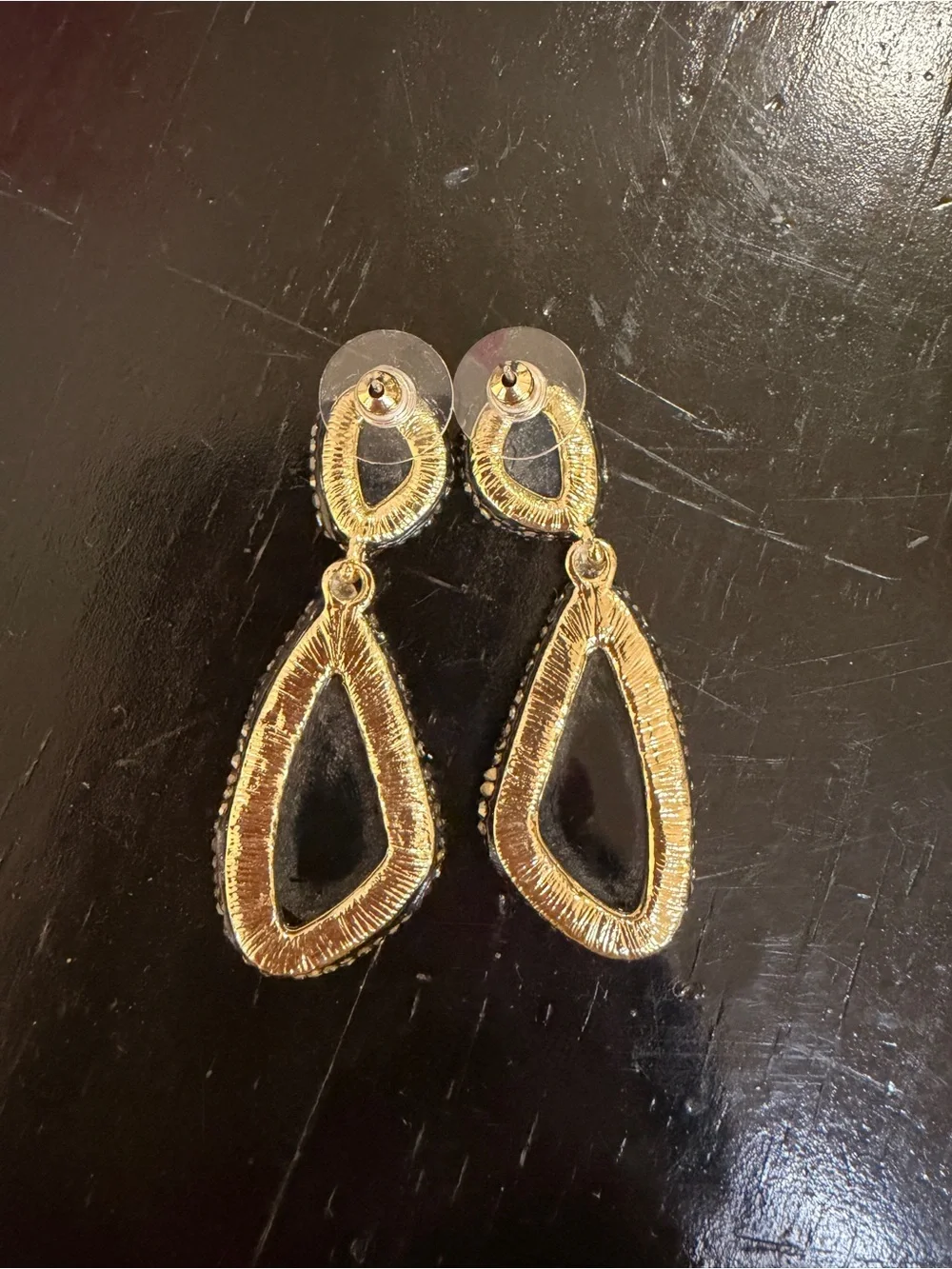 Nakamol Iridescent Abalone Drop Earrings with Gold Rhinestone Trim